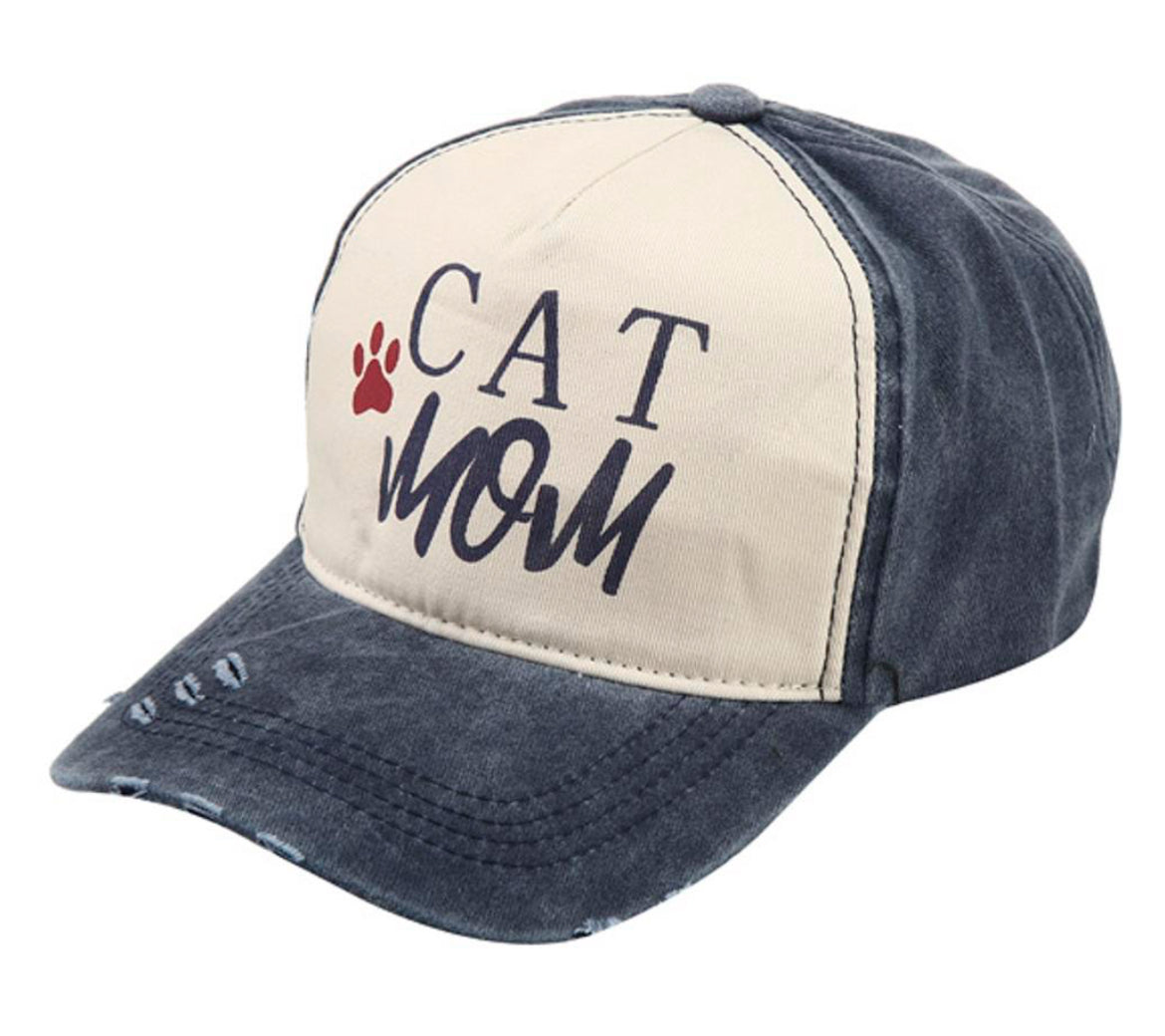 Cat Mom Distressed Two Tone Trucker Hat
