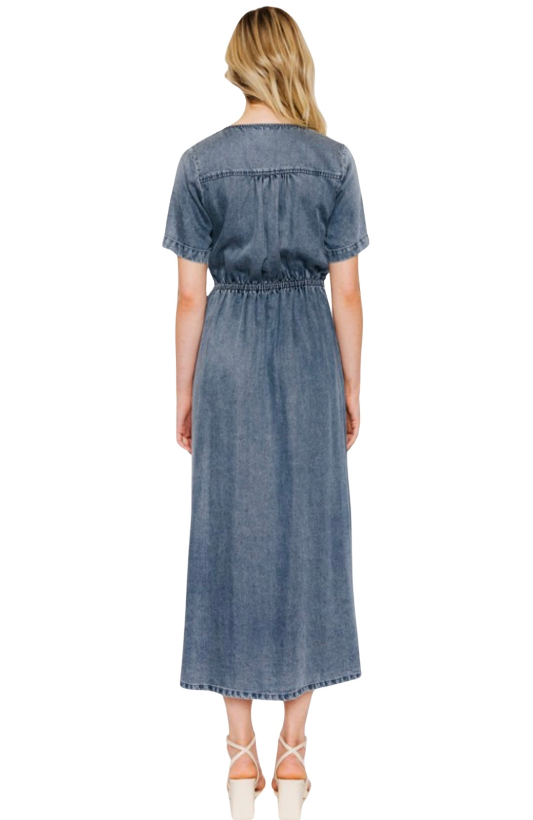 Denim Midi Wrap Dress