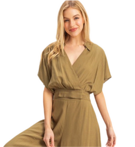 Faux Wrap Collared Top