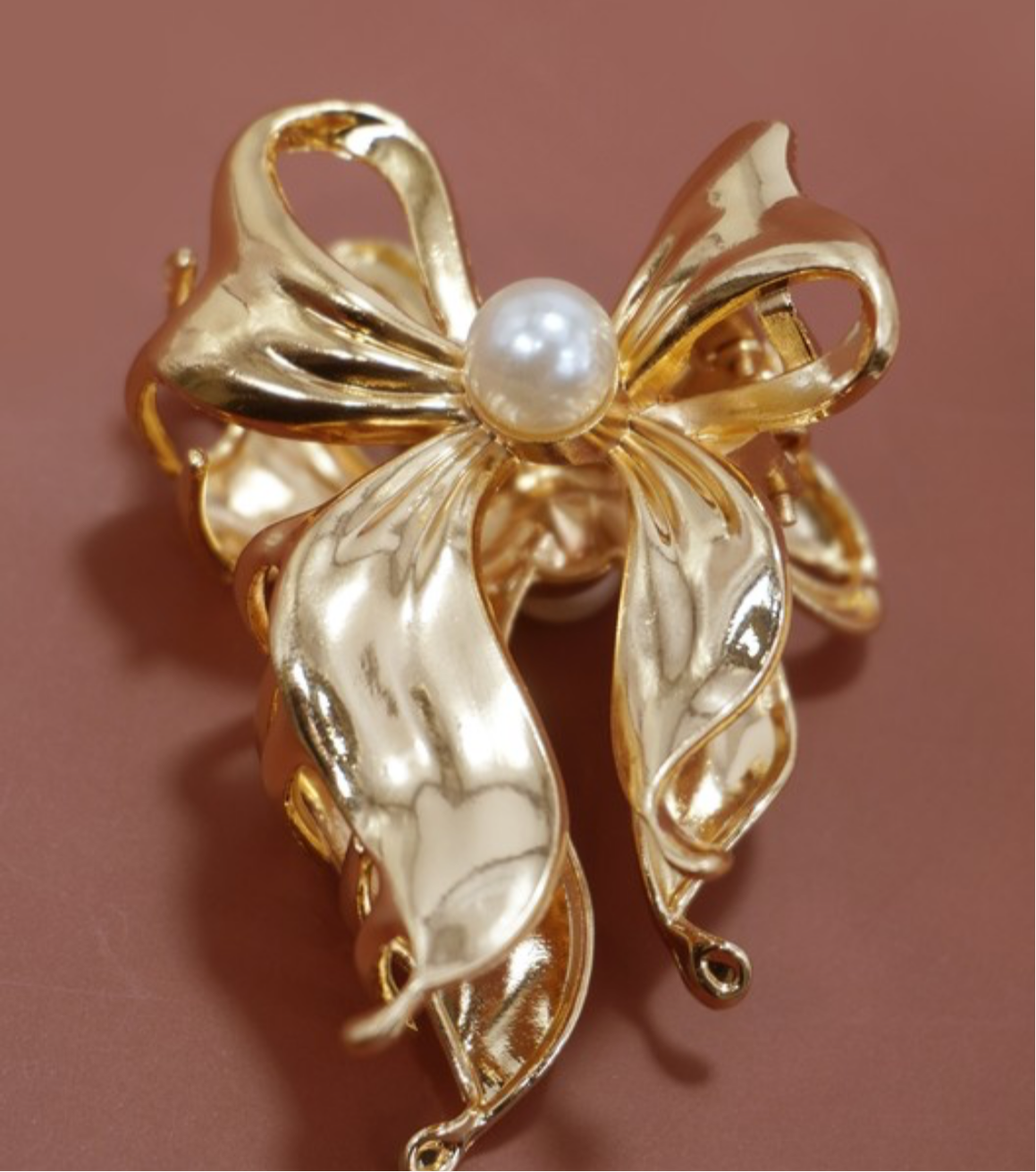 Gold Bow Claw Clip