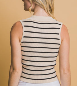 Ribbed Vneck Sweater Tank Top