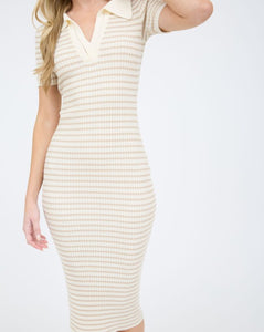 Striped Short Sleeve Sweater Dress