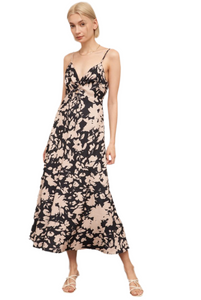 Satin Keyhole Detail Midi Dress