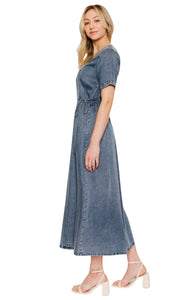 Denim Midi Wrap Dress