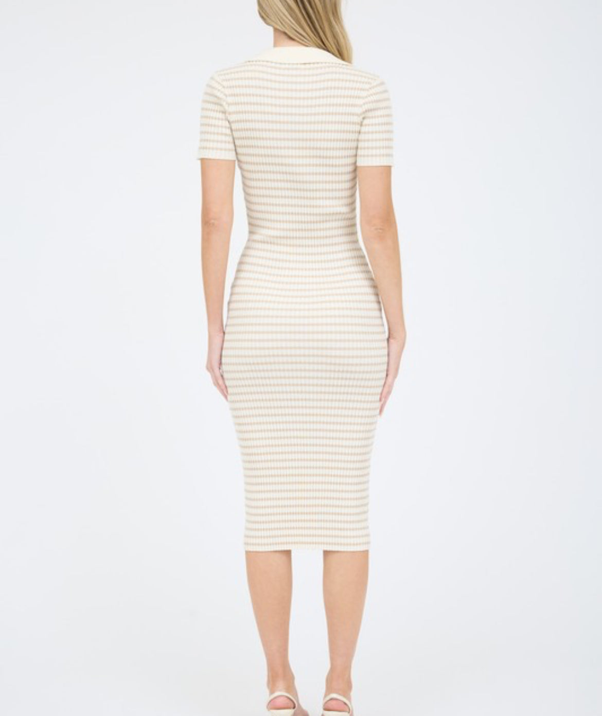 Striped Short Sleeve Sweater Dress