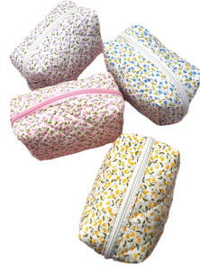 Quilted Floral Cosmetic Bag