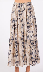 Ecru Floral Maxi Skirt