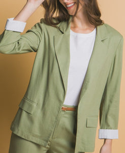 Lightweight Blazer Striped Cuff
