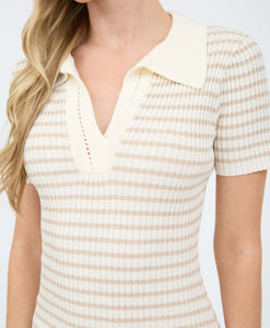 Striped Short Sleeve Sweater Dress