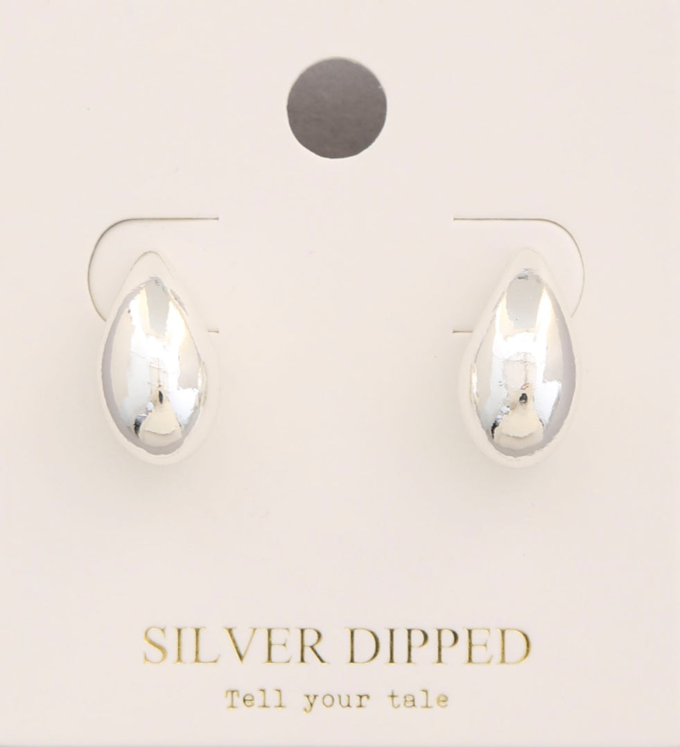 Tear Drop  Silver Dipped Earrings