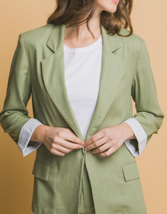 Lightweight Blazer Striped Cuff