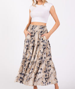 Ecru Floral Maxi Skirt