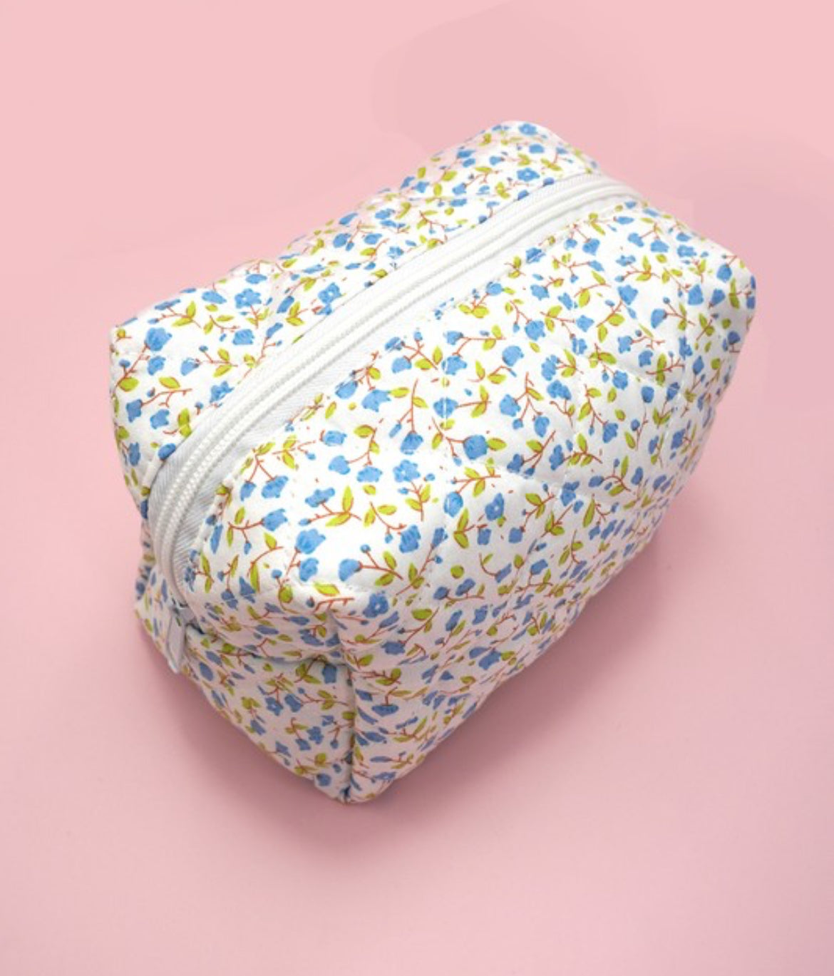 Quilted Floral Cosmetic Bag