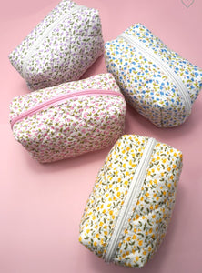 Quilted Floral Cosmetic Bag