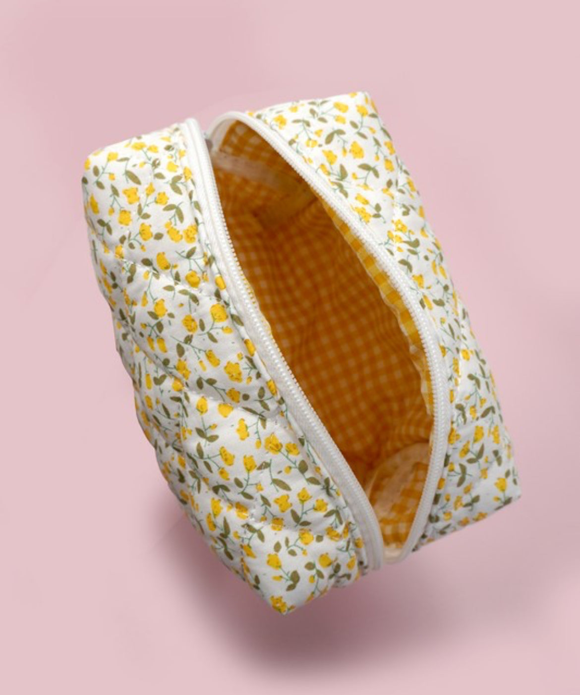 Quilted Floral Cosmetic Bag