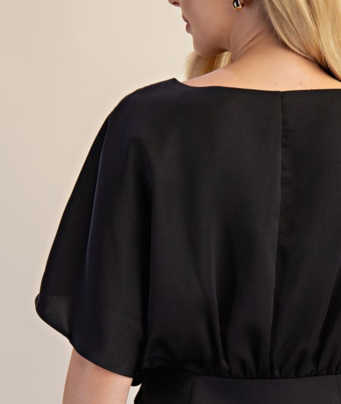 Wide Neck Faux Wrap Midi Dress