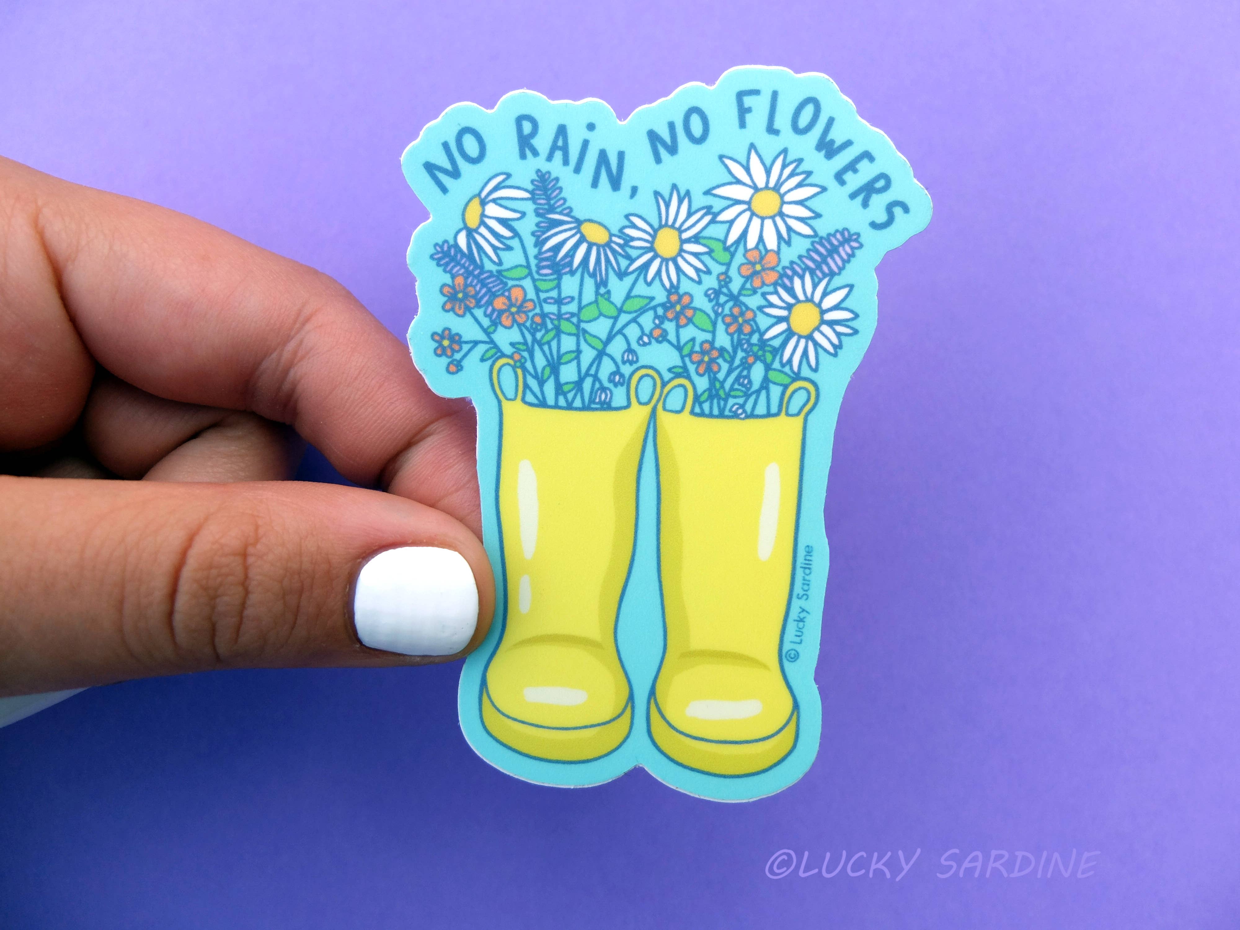 No Rain No Flowers, Rainboots Vinyl Sticker