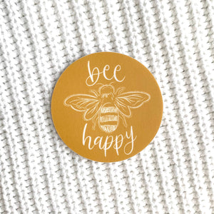 Bee Happy Sticker 2x2in.