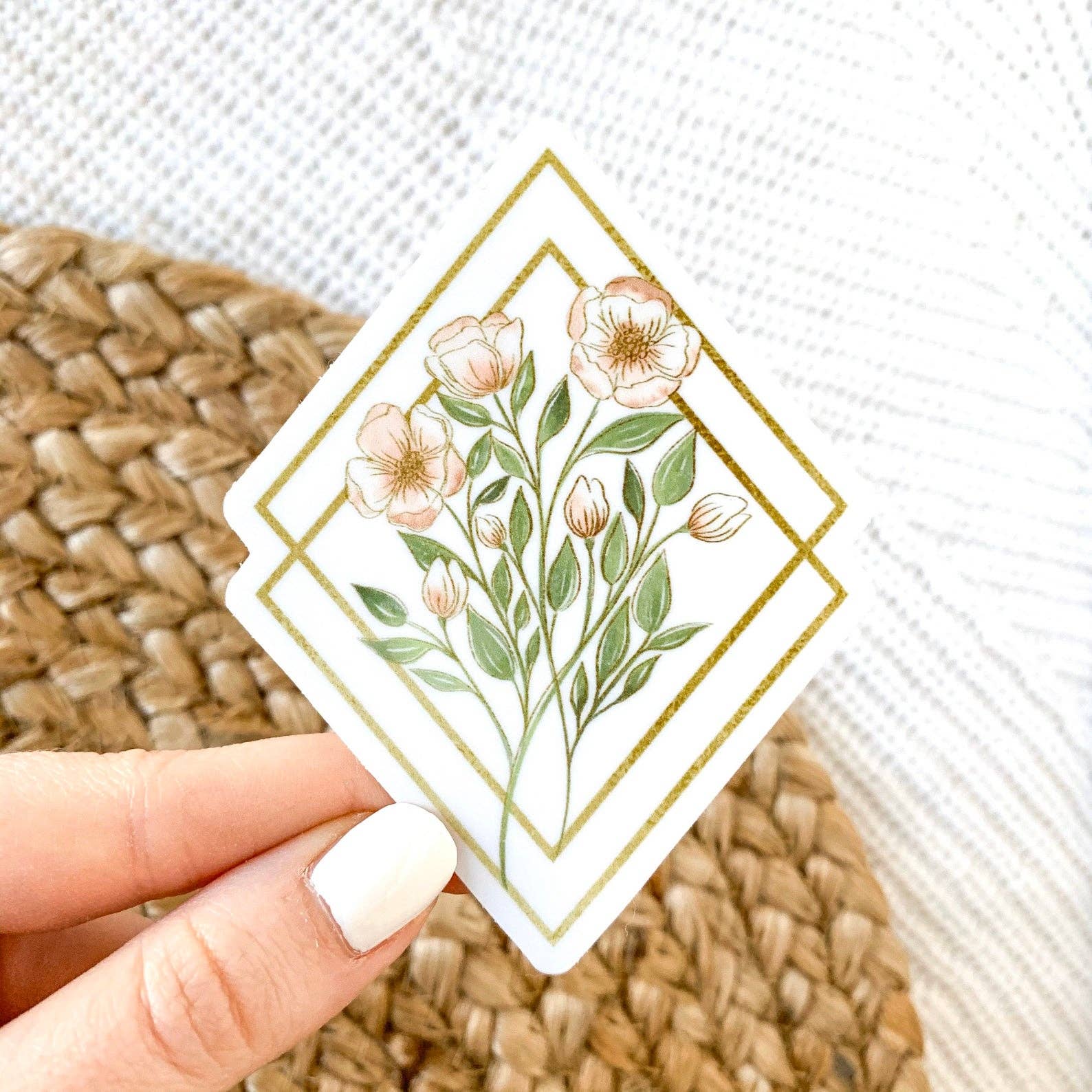 Wildflower Diamonds Bouquet Sticker, 3.5x3in. Vinyl Sticker