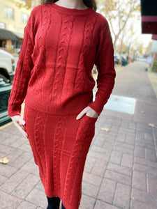 Keegan Sweater Set Plus - Red