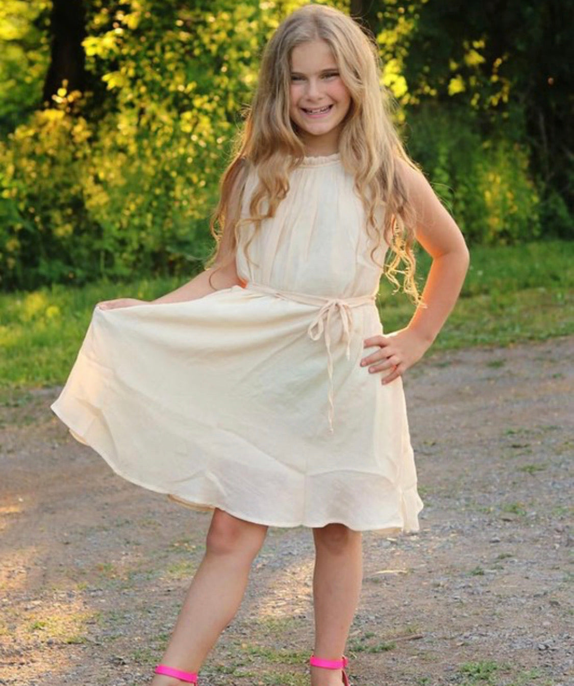 Children Ella High Neck Dress taupe Kids | sweetbriarclothing.com