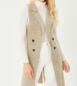 Darcy Double Breasted Sweater Vest - Oatmeal